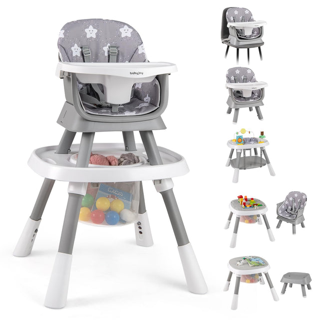 6 in 1 High Chair, Convertible Baby Highchair for Babies and Toddlers with Activity Center