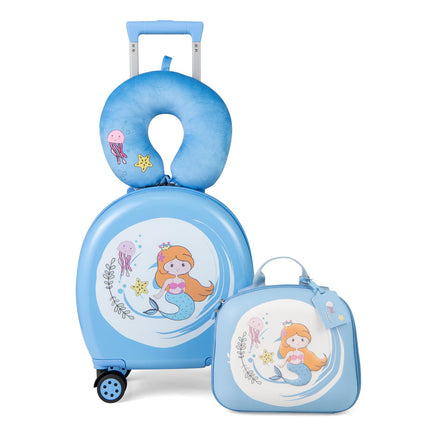 Costzon Kids Luggage, 4 Pieces 14" Kids Carry on Luggage with Wheels