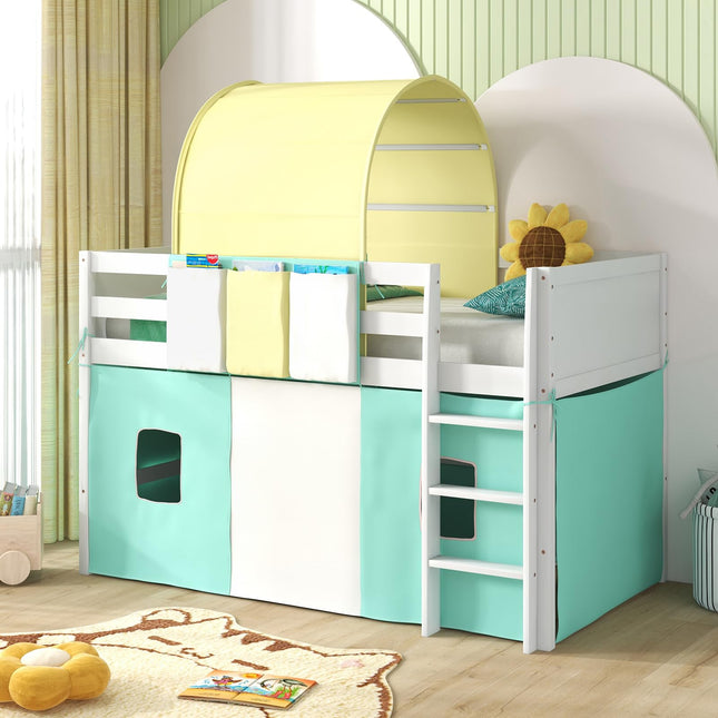 Costzon Twin Size Loft Bed, Playhouse Bed Frame with Tower