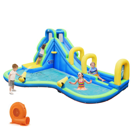 BOUNTECH Inflatable Water Slide, 16x12FT Mega Waterslide Park for Kids Backyard w/Adventure Long Slide, Splash Pool