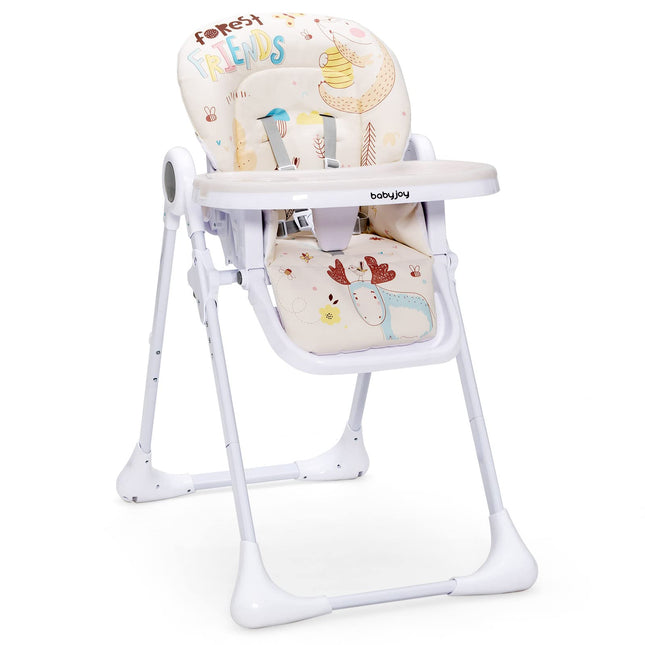 Costzon Baby High Chair, Foldable Highchair, Detachable PU Cushion, Portable High Chair for Toddlers