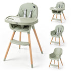 BABY JOY High Chair Convertible Wooden High Chairs for Babies and Toddlers