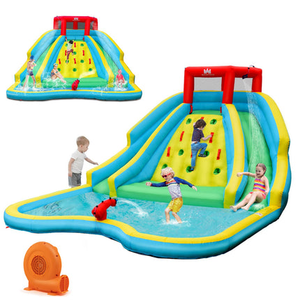 BOUNTECH Inflatable Water Slide, 15x12FT Mega Waterslide Park for Backyard Outdoor with Dual Long Slides