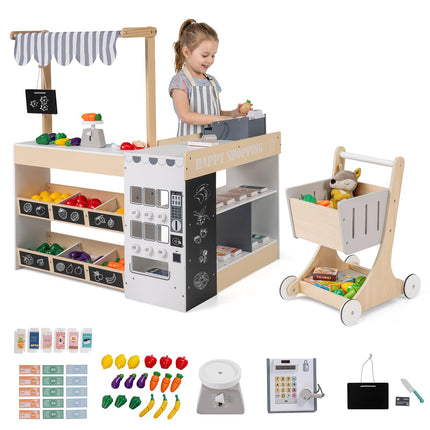 Costzon Kids Grocery Store Playset Wooden Play Store