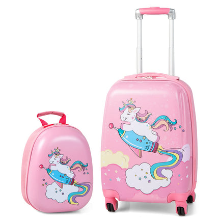 BABY JOY 2 PC Kids Carry On Luggage Set, 12" Backpack & 18" Toddler Suitcase