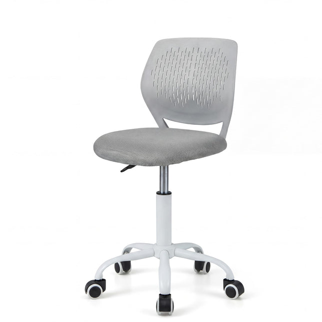Costzon Armless Height Adjustable Kids Computer Chair Ergonomic Backrest & Stable 5-Point Wheels
