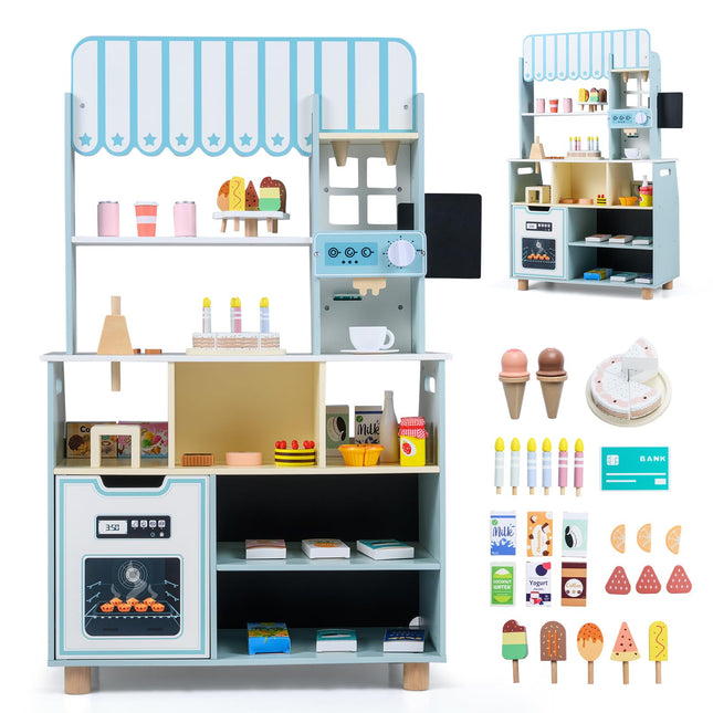 Costzon 2-in-1 Wooden Grocery Store Pretend Play