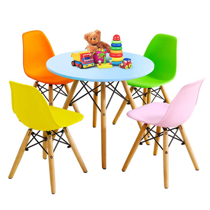 Costzon Kids Table and Chair Set, Kids Mid-Century Modern Style Table Set (Colorful/White, Table & 2/ 4 Chairs)