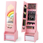Costzon Kids Jewelry Armoire Cabinet, 41.5” Standing Jewelry Organizer with Full-Length Mirror
