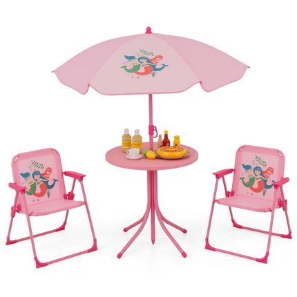 Costzon Kids Outdoor Table with 2 Folding Chairs