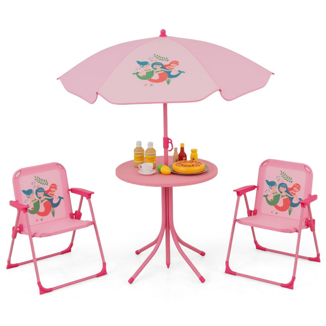 Costzon Kids Outdoor Table with 2 Folding Chairs