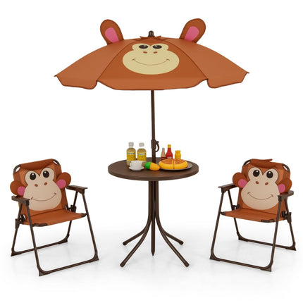 Costzon Kids Outdoor Table with 2 Folding Chairs