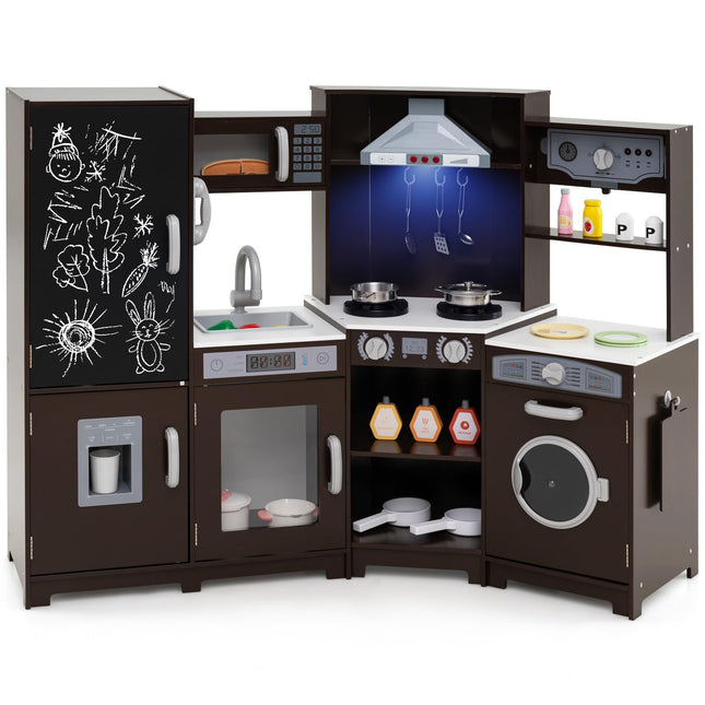 Corner Wooden Play Kitchen with Lights & Sounds