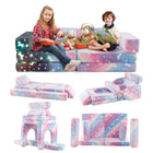 Costzon 10-Piece Modular Kids Play Couch, Glow-in-the-Dark Foam Building Sofa Playset