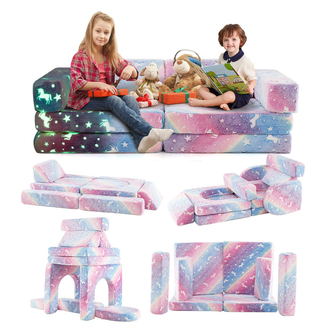 Costzon 10 Pcs Modular Kids Play Couch