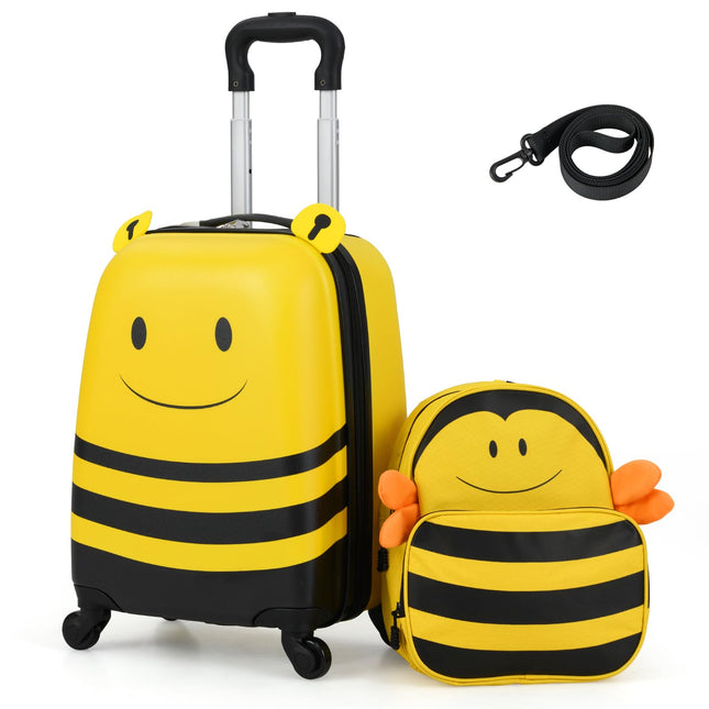 Costzon 2 Pcs Kids Luggage 16" Kids Rolling Suitcase w/ 12" Backpack