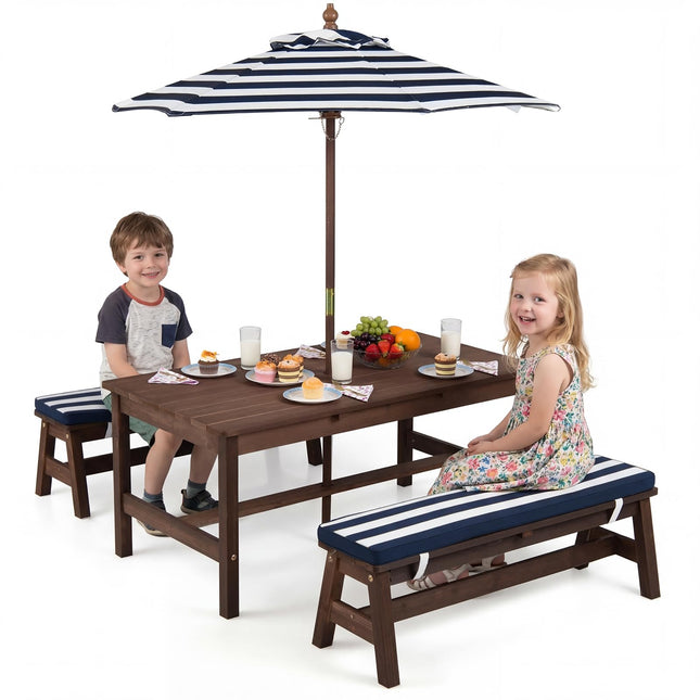 Costzon Kids Picnic Table Fir Wood Toddler Outdoor Table & Bench Set