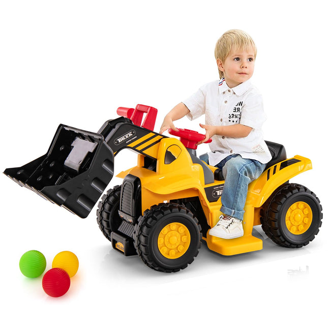 Costzon 2-in-1 Ride on Excavator Bulldozer & Ride on Push Car (6V)