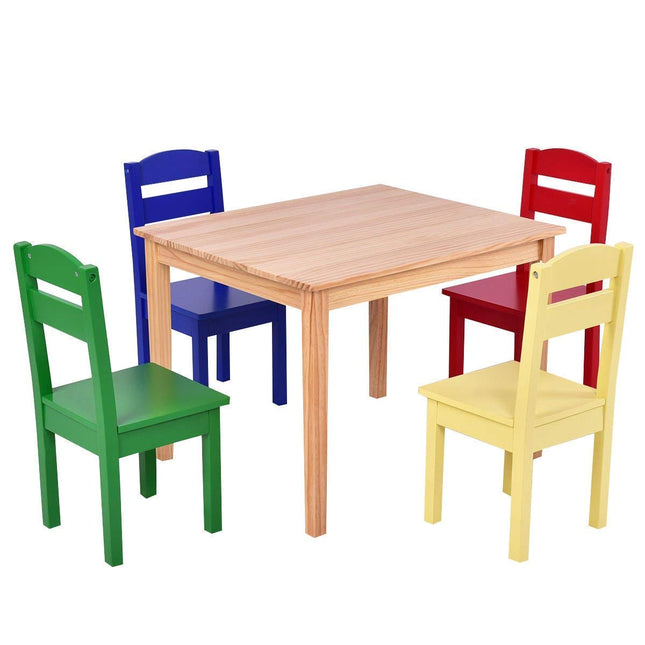 Costzon Kids Table and Chair Set 5 Piece Wood Activity Table & Chairs for Children Arts Crafts