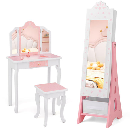 Costzon Kids Vanity & Jewelry Armoire Cabinet