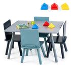 Costzon Kids Table and Chairs, 5 Pieces Desk Set with Toys Bricks