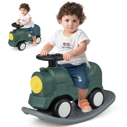 BABY JOY Rocking Horse, 3 in 1 Balance Car Ride On Rocking Toy, Rocking Horse for Toddlers 18-72 Months