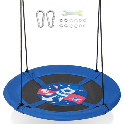 Costzon 40” Saucer Tree Swing for Kids, Flying Saucer Swing with Carabiners, Adjustable Hanging Ropes