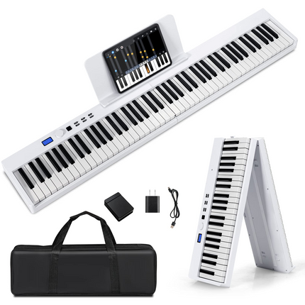 Costzon 88-Key Foldable Digital Piano Keyboard, Full Size Semi-Weighted Keyboard, Portable Electric Piano