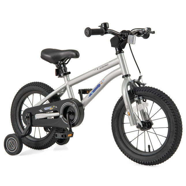 Costzon Outer Space Kids Bike, 14 Inch Sport Bicycle for 4-7 Years Old w/Adjustable Saddle, Training Wheels
