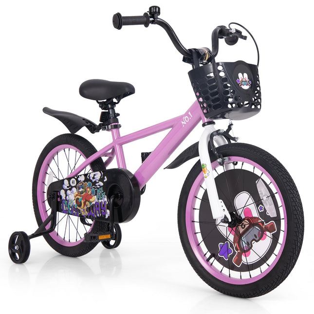 Costzon Kids Bike, 18 Inch Child Bike for 3-8 Years Old with Adjustable Height, Training Wheels