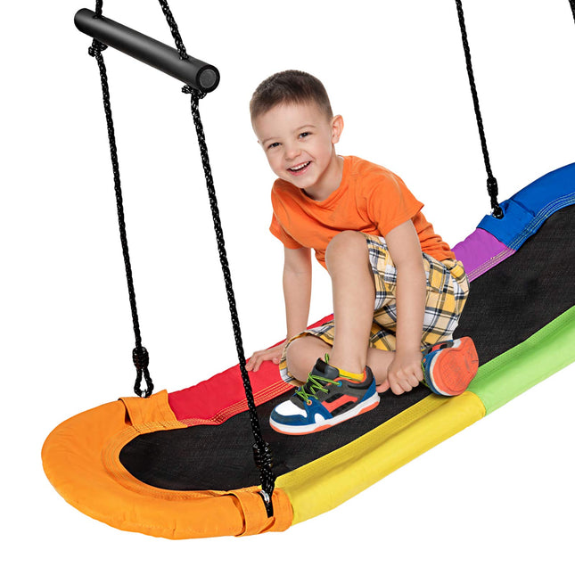 Costzon Saucer Tree Swing Hanging Platform Rope Tree Swing w/ Soft Padded Edge