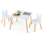 Costzon Kids Table and Chair Set, 3 Pieces Wooden Activity Play Table & 2 Cute Rabbit