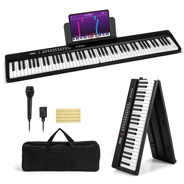 Costzon 88-Key Folding Piano Keyboard, Full-Size Semi-Weighted Electric Piano Digital Piano