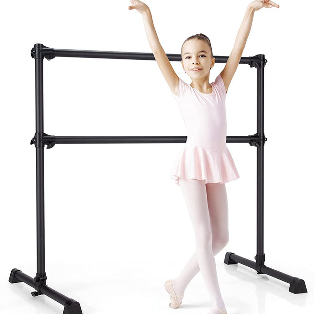 Costzon Portable Ballet Barre, 4FT Adjustable Double Freestanding Ballet Bar w/Anti-Skid Pad, Stable Base