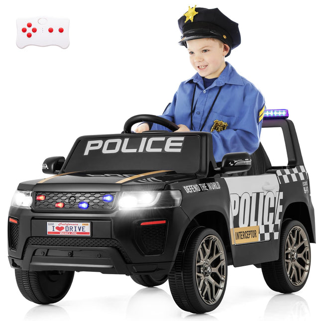 Costzon Police Car Ride on, 12V Battery Powered Toy Cop Cars w/Remote Control
