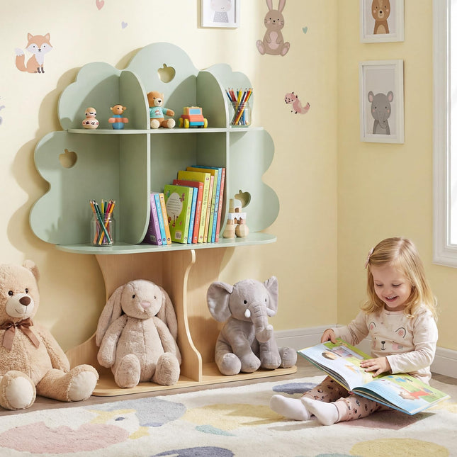 Costzon 45" Kids Green Apple Tree Bookshelf | Montessori Bookshelf Toy Storage Organizer