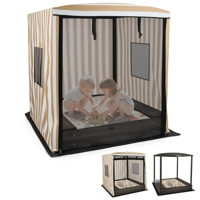 Costzon Kids Wooden Sandbox with Canopy