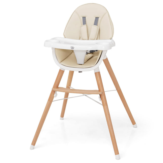 BABY JOY Baby High Chair, Wooden High Chair for Babies & Toddlers with Dishwasher Safe Double Removable Tray
