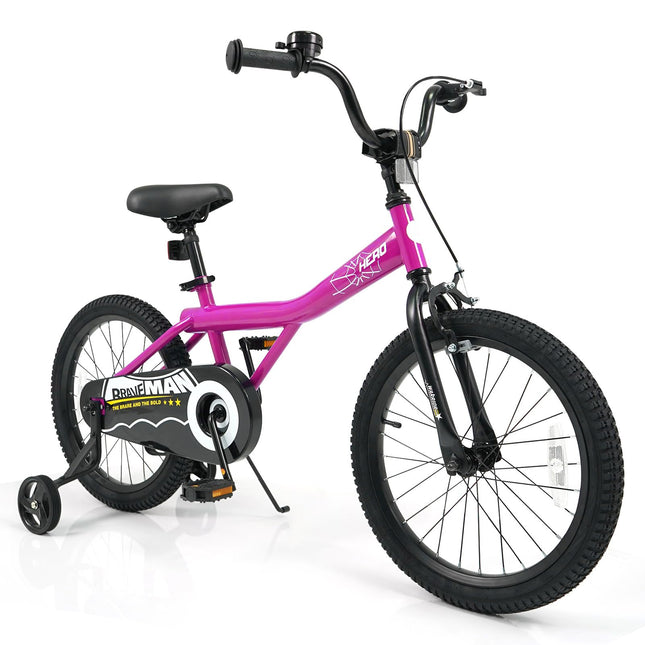 Costzon Kids Bike for 3-8 Years Old Training Wheels Adjustable Seat Handbrake & Coaster Brake