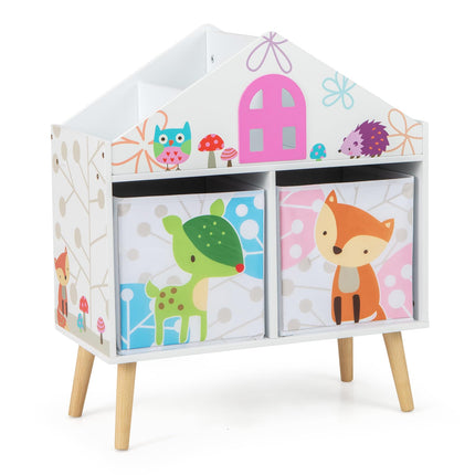 Costzon Kids Dollhouse Bookcase, Wooden Toy Storage Cabinet, Children Bookshelf for Kids Room, Playroom