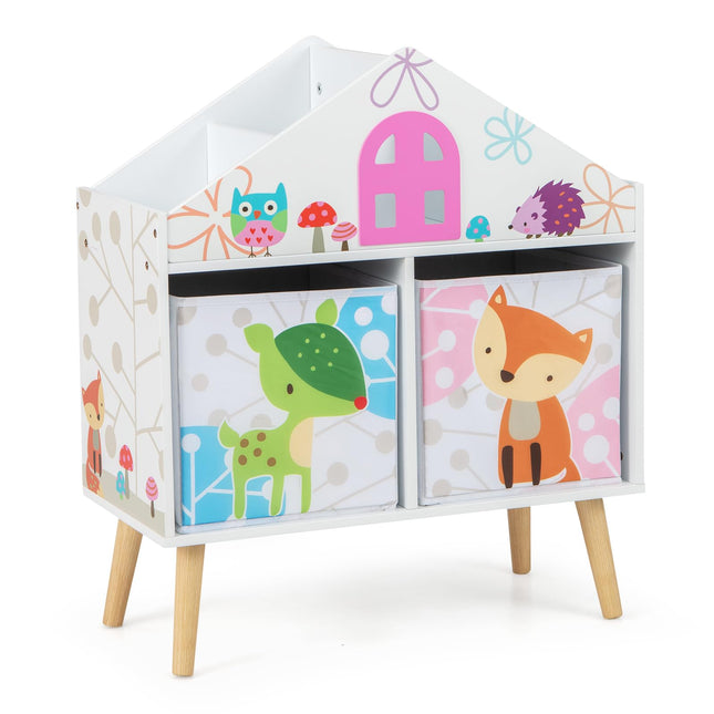 Costzon Kids Dollhouse Bookcase, Wooden Toy Storage Cabinet, Children Bookshelf for Kids Room, Playroom