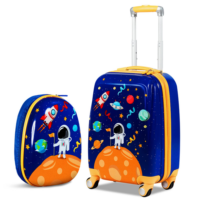 BABY JOY 2 PC Kids Carry On Luggage Set, 12" Backpack & 18" Toddler Suitcase