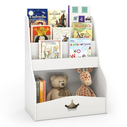 Costzon Kids Bookshelf and Toy Storage, 3-Tier Toddler Bookshelf with Large Storage Cubby
