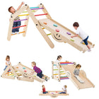 Costzon Climbing Toys for Toddlers, 10 in 1 Foldable Montessori Indoor Wooden Climber Ladder with Reversible Ramp