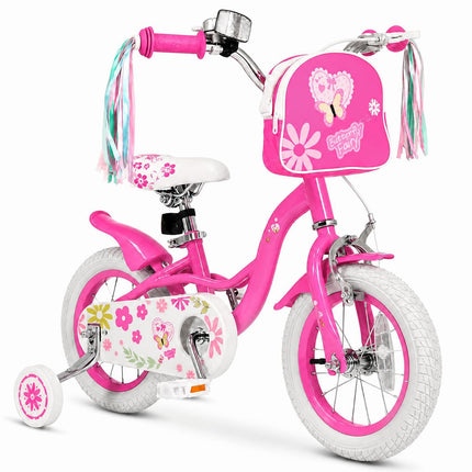 BABY JOY 12 14 16 18 Inch Girls Bike w/Streamers & Bag