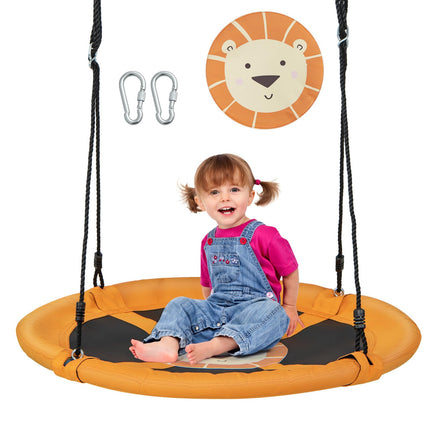 Costzon 40" Saucer Tree Swing for Kids, Flying Saucer Swing with 2 Carabiners, Adjustable Ropes, Waterproof 900D Oxford Cloth, Round Swing