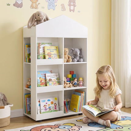 Costzon Kids 4-Tier Bookshelf with 10 Toy Storage Organizer