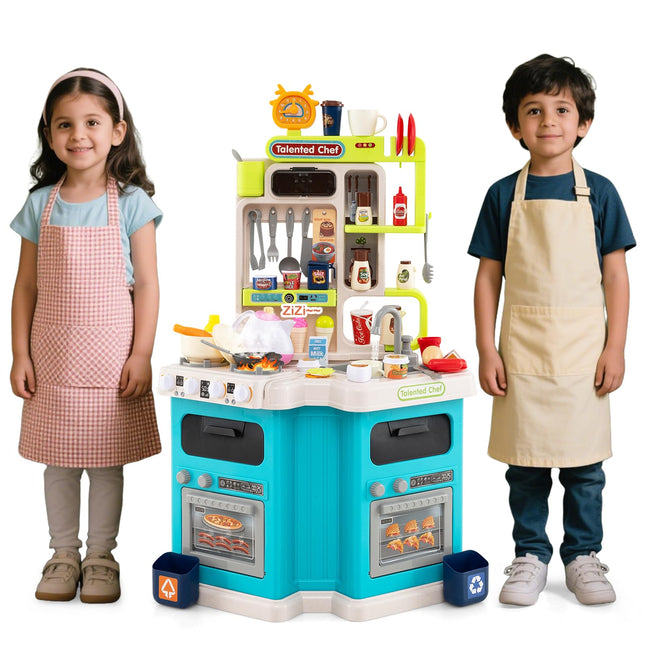 Costzon Kids Kitchen Playset | Toddler Play Kitchenette w/Smoke (Dual Side)
