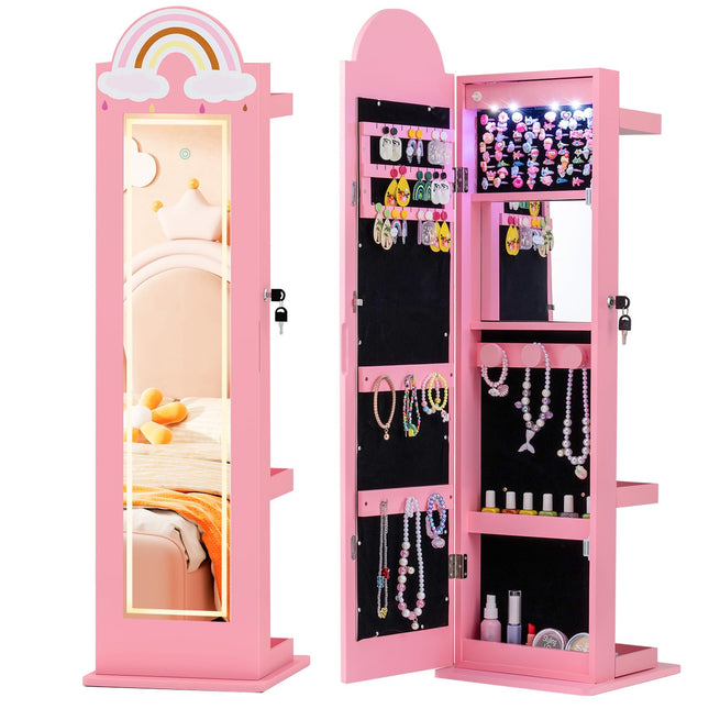 Costzon Kids Lockable Standing Jewelry Organizer