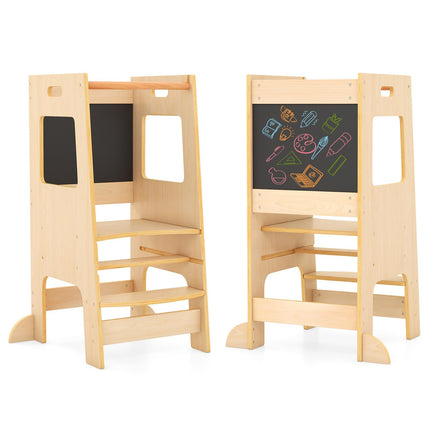 Costzon Toddler Tower, Height Adjustable Kids Kitchen Step Stool with Safety Rail